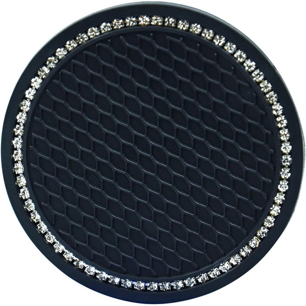 Car Cup Holder Coaster Anti Slip PVC Mat Bling Rhinestone Universal Black16